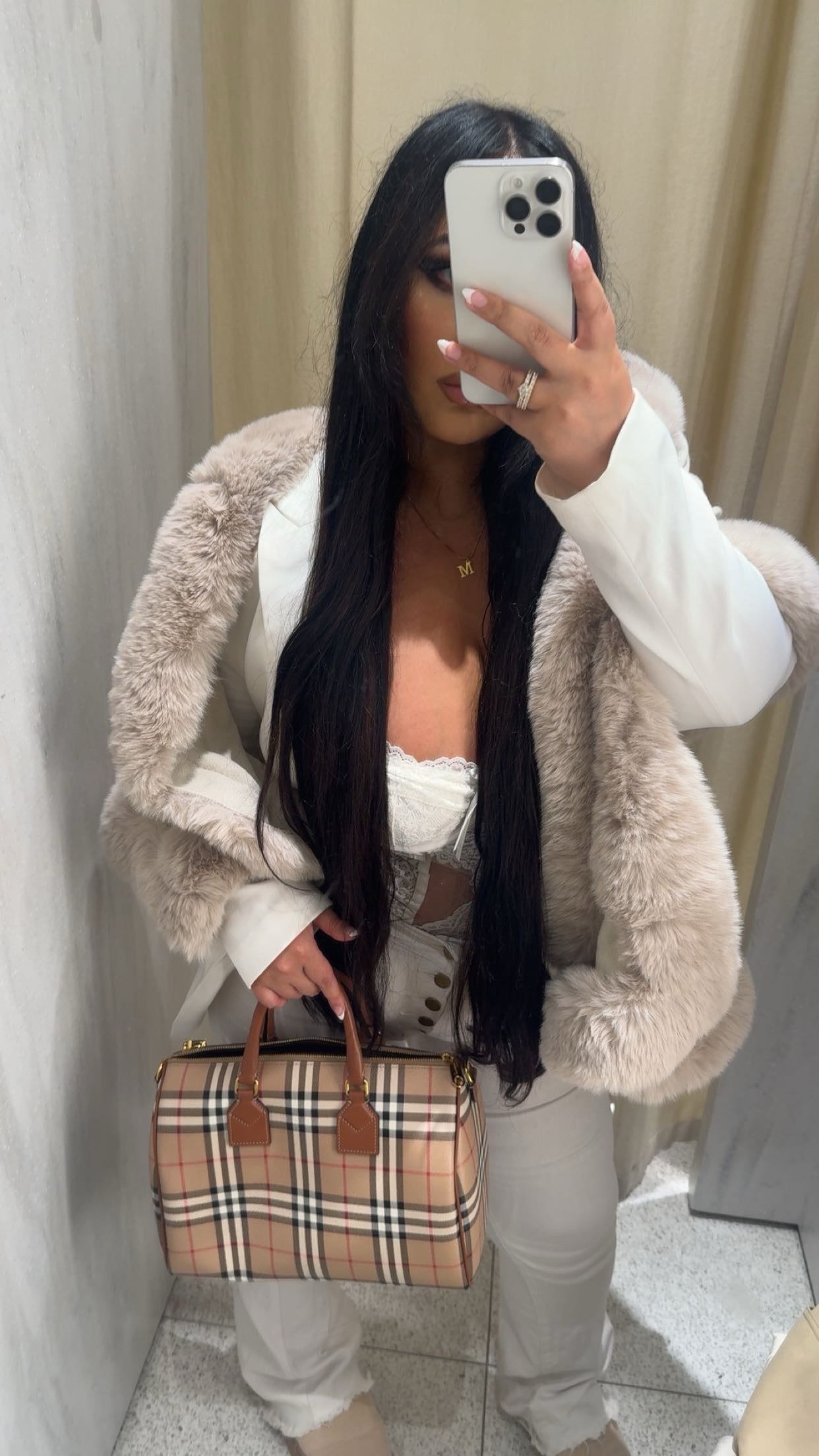 Short elegant coat creamy