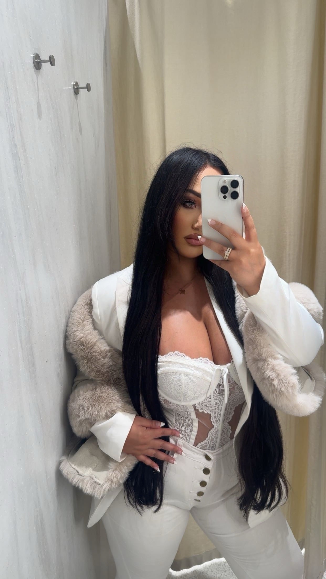 Short elegant coat creamy